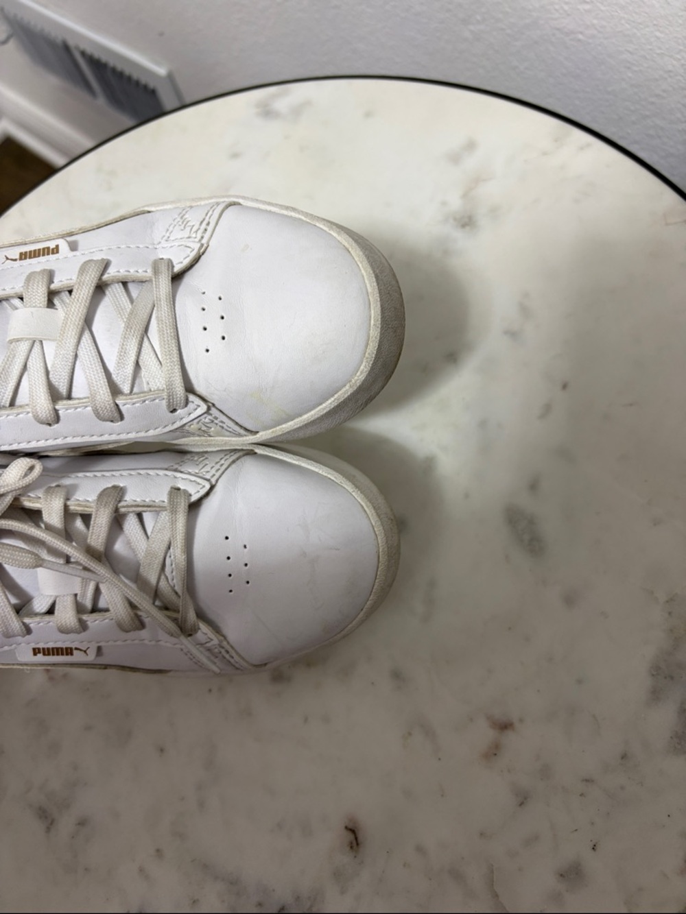 Puma Kids White Sneakers with Gold Accents - Picture 8 of 13
